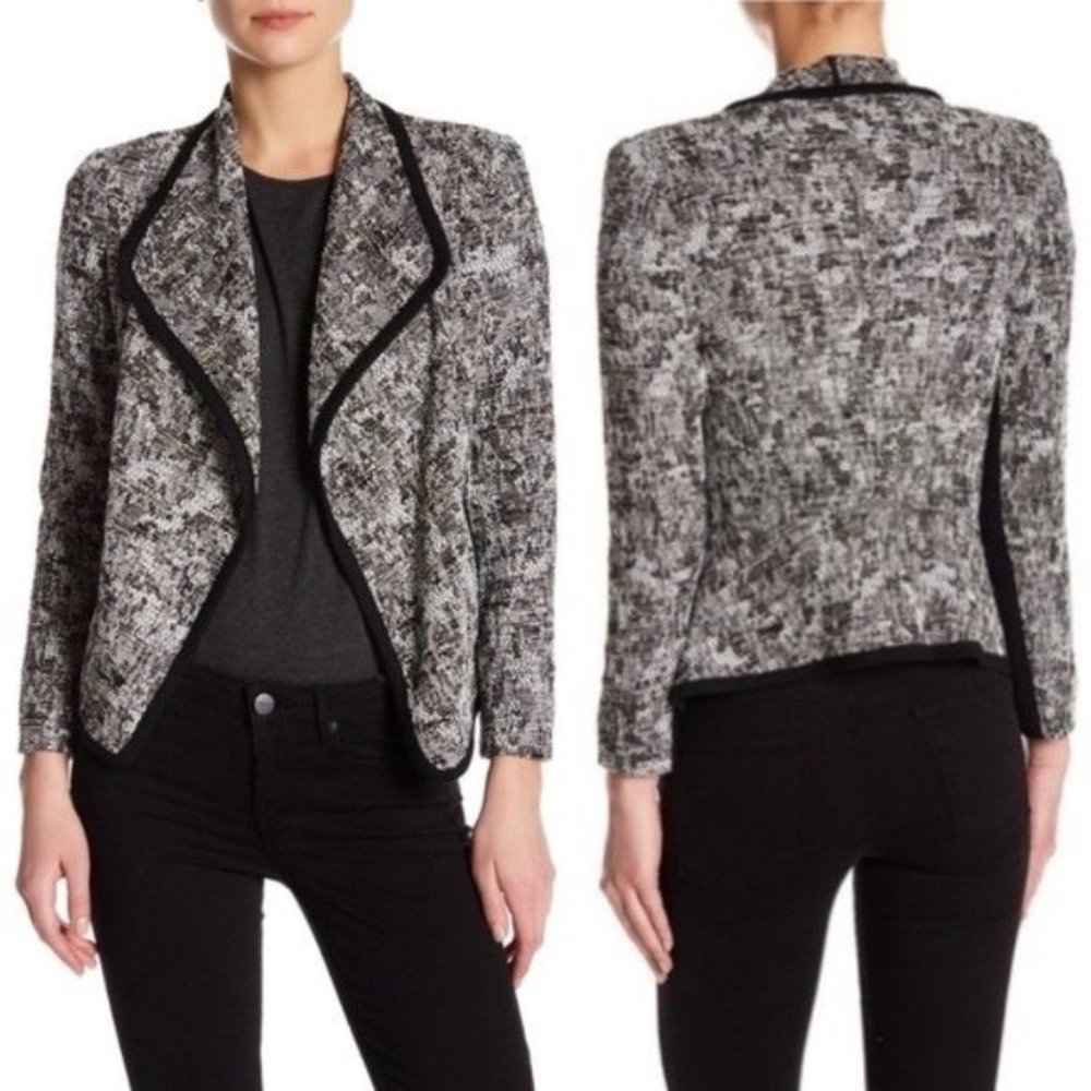Vince Draped Boucle Jacket Black White Size 0